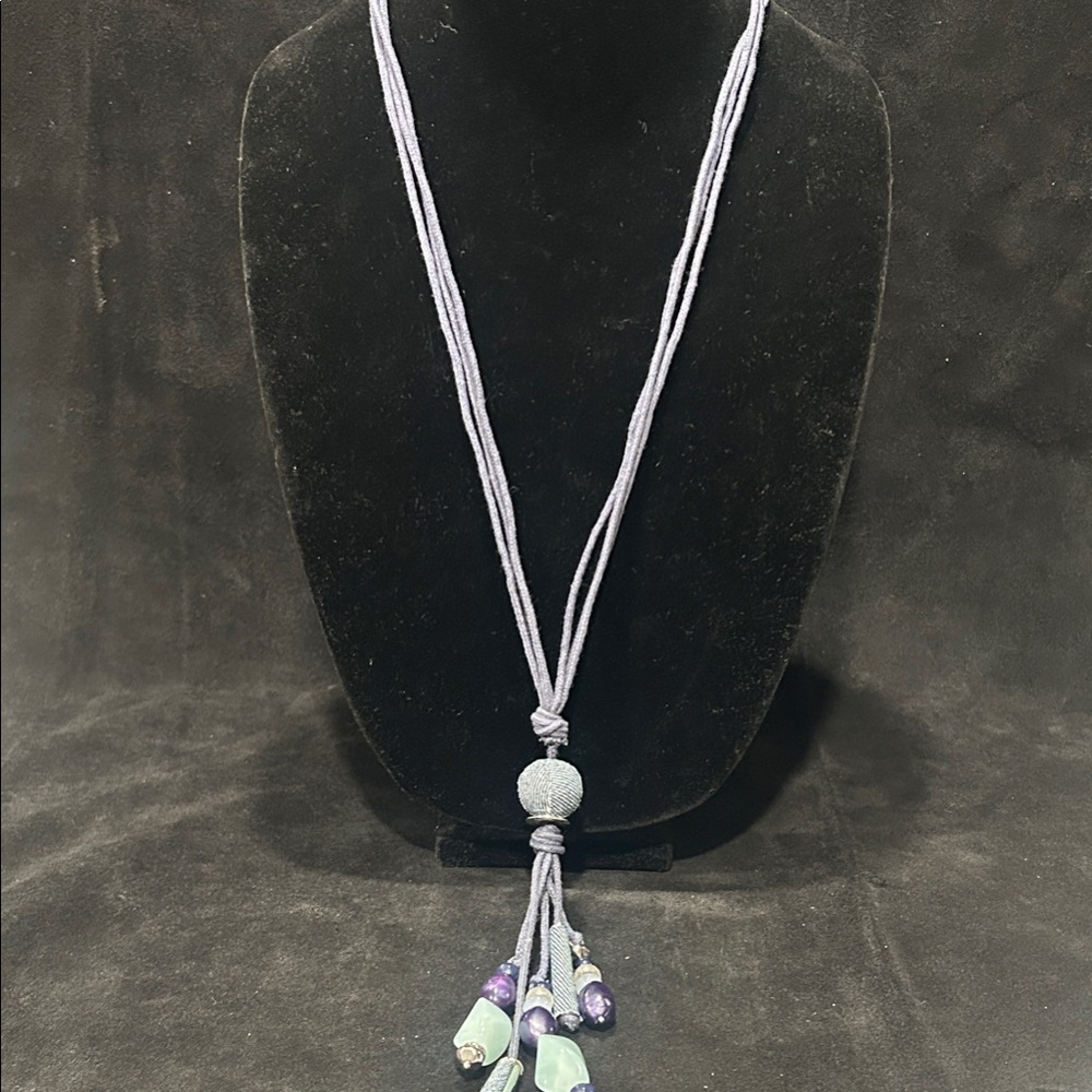 Christopher & Banks Blue and Silver Beaded Necklace - Picture 7 of 15